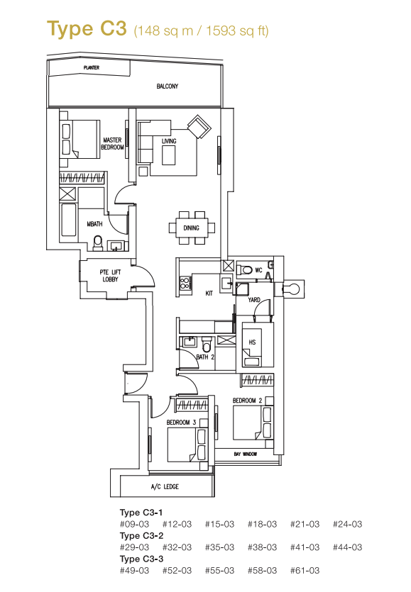 Marina Bay Suites 3 Bedroom Floor Plan 2